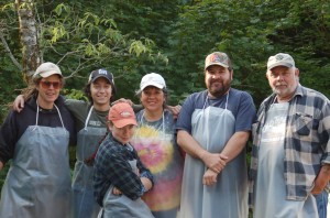 Butchering Day with Volunteers - photo courtesy of Lee Lynn Thompson